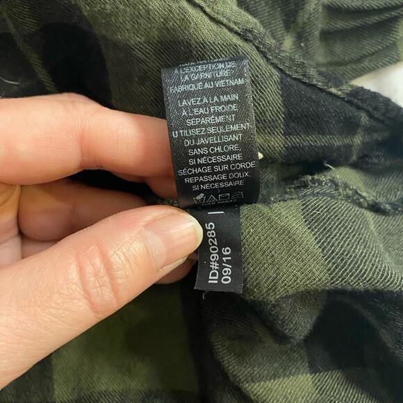 Grunge Deep V Plaid Long Sleeve Top Express XS - Picture 4 of 7